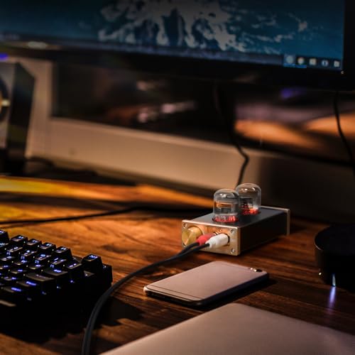 Nobsound E6 ミニ 真空管 プリアンプ： 12J1S搭載 105V高電圧設計 低歪み 温かみ音色 RCA入出力 交換可能真空管 コンパクト 金属筐体 HIFI オーディオマニア向け