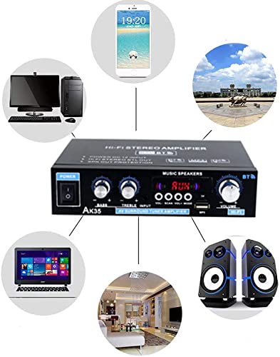 Bluetooth5.0対応 2chオーディオアンプ 多機能パワーアンプ