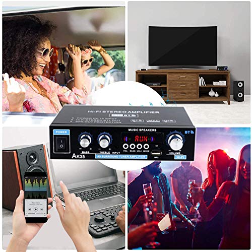 Bluetooth5.0対応 2chオーディオアンプ 多機能パワーアンプ
